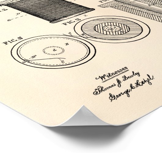 Thread Spool 1877 Patent Art Old Peper Poster (Ecke)