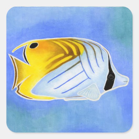 Threadfin-Schmetterlingsfisch Quadratischer Aufkleber (Vorderseite)