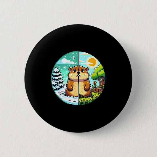 Threadrock Winter oder Spring Groundhog Day, Klein Button (Vorderseite)