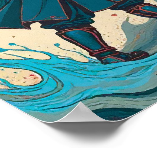 "Threads of War – Cyber Samurai vs Glyph Beast" Poster (Ecke)