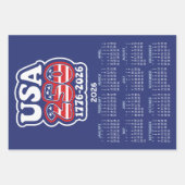 Three 2026 Calendars Celebrating USA 250 america's Geschenkpapier Set (Vorderseite 3)