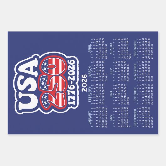 Three 2026 Calendars Celebrating USA 250 america's Geschenkpapier Set (Vorderseite 3)