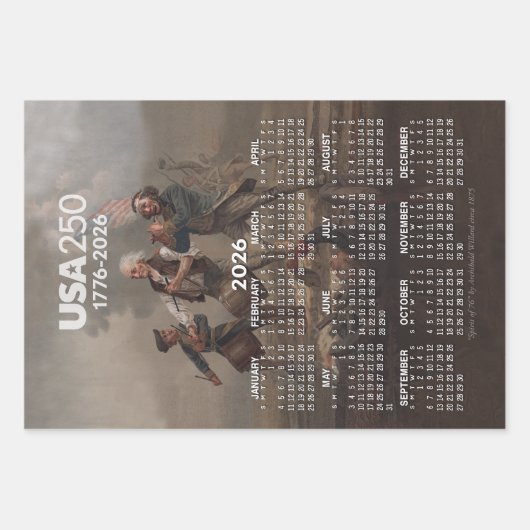 Three 2026 Calendars Celebrating USA 250 america's Geschenkpapier Set (Vorderseite 2)