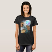 Three 3 Moon Capybaras Space Rodent Animal Parody T-Shirt (Vorne ganz)