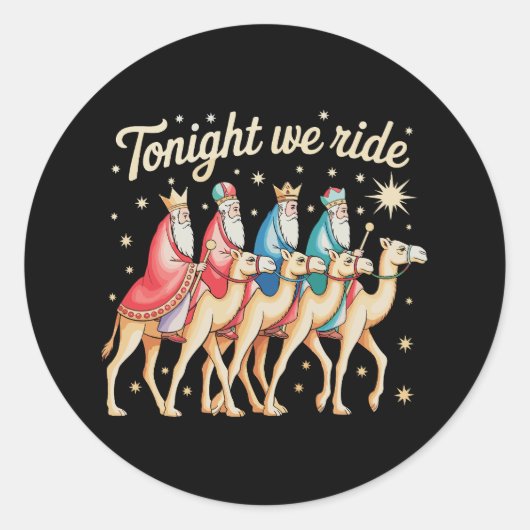 Three 3 Wise Men Tonight We Ride Christmas Xmas Runder Aufkleber (Vorderseite)