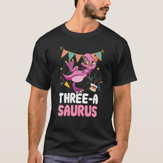 Three A Saurus Dinosaurier Niedlich Kiddo Rex 3 T-Shirt (Vorderseite)
