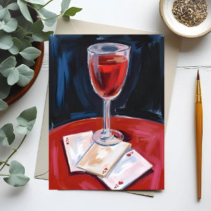 Three Aces Poker Glückshand Wein Wasserfarbe Postkarte