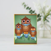 Three Alert Little Owls Postcard Postkarte (Stehend Vorderseite)