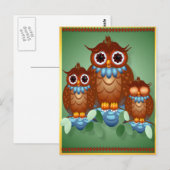 Three Alert Little Owls Postcard Postkarte (Vorne/Hinten)