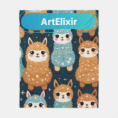 Three Alpaca Llama Fleecedecke (Vorderseite)