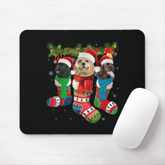 Three American Er Spaniels In Christmas Socks Mousepad (Mit Mouse)