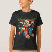Three American Er Spaniels In Christmas Socks T-Shirt (Vorderseite)