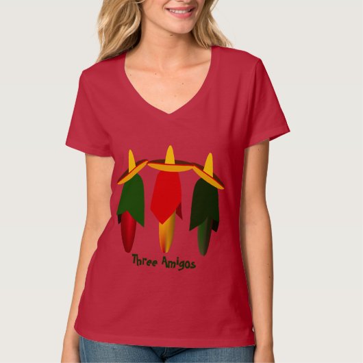 Three Amigo Hot Paprikaschoten Ladys Red T - Shirt (Vorderseite)