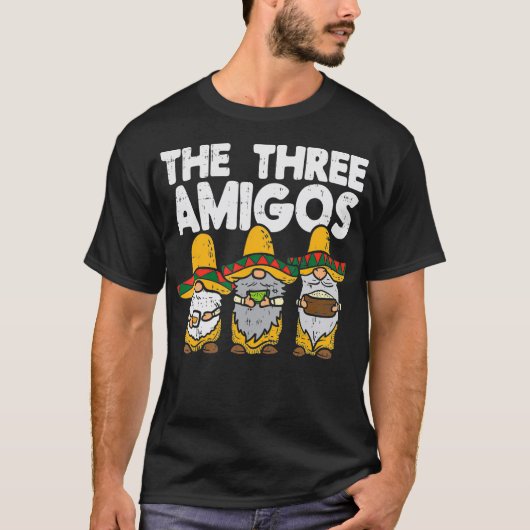 Three Amigos Mexican Gnomes Cute Cinco De Mayo Fie T-Shirt (Vorderseite)