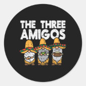 Three Amigos Mexican Gnomes Niedlich Cinco De Mayo Runder Aufkleber (Vorderseite)