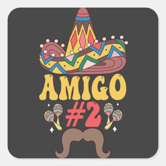 Three Amigos Mexiko Funny Matching Cinco De Mayo Quadratischer Aufkleber (Vorderseite)