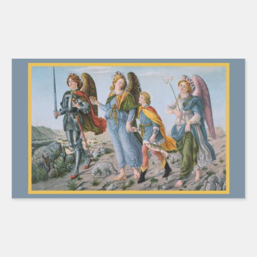 Three Archangels und Tobias (M 017) Rechteckiger Aufkleber (Vorderseite)