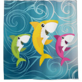 Three Baby Sharks Duschvorhang (Vorderseite)