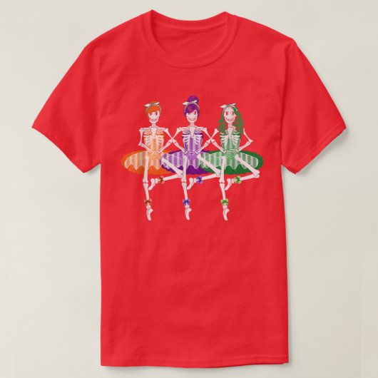 Three Ballet Skeleton Dancer Funny Halloween Costu T-Shirt (Design vorne)