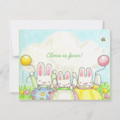 Three Balloon Bunny Einladung (Vorderseite)