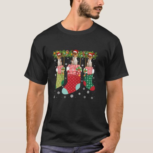 Three Basenji Dog in Socken Ugly Weihnachtssüßer T-Shirt (Vorderseite)