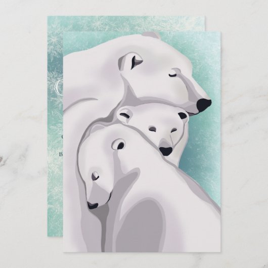 Three Bears Winter Wonderland - Frohe Weihnachten Einladung (Vorne/Hinten)