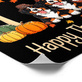 Three Bernese Mountain Dogs Fall Tree Happy Thanks Poster (Ecke)