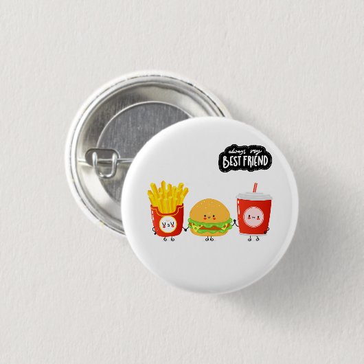 Three Best Friends Cute Food Button (Vorne & Hinten)
