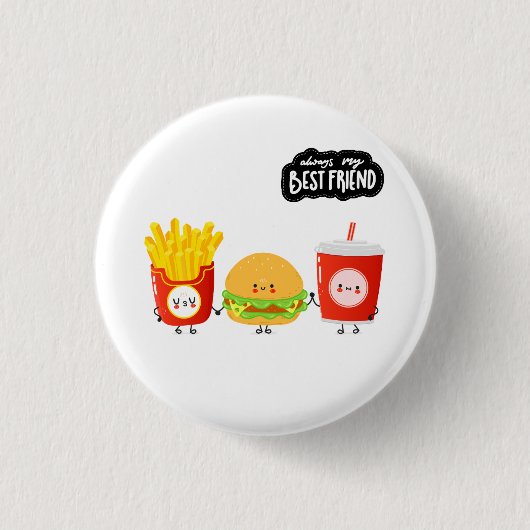 Three Best Friends Cute Food Button (Vorderseite)