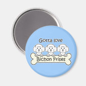 Three Bichon Fprises Magnet (Vorderseite/Rückseite)