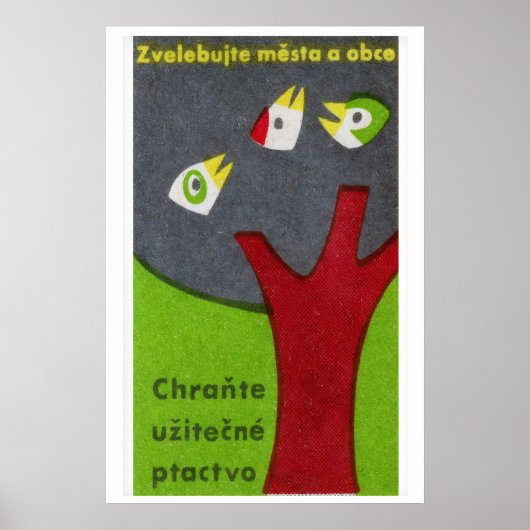 Three Birds in Tree - Matchbox Print - Czech Wall Poster (Vorne)