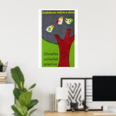 Three Birds in Tree - Matchbox Print - Czech Wall Poster (Heimbüro)