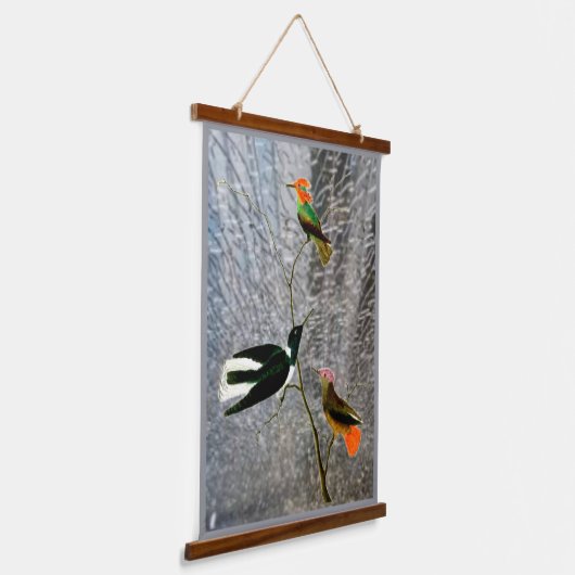 Three Birds Wandteppich Mit Holzrahmen (Gewinkelt)