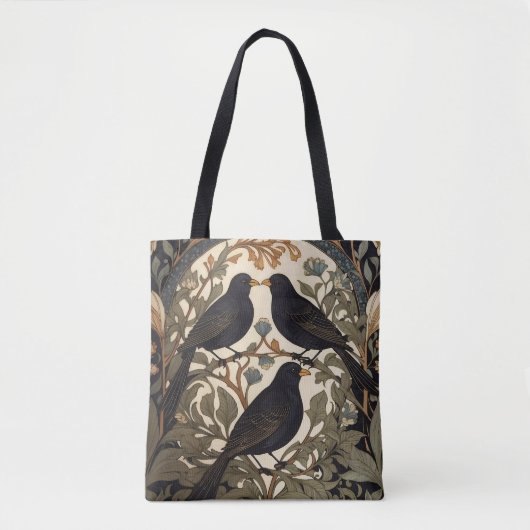 Three Black Birds William Morris Inspiriert Tasche (Vorderseite)