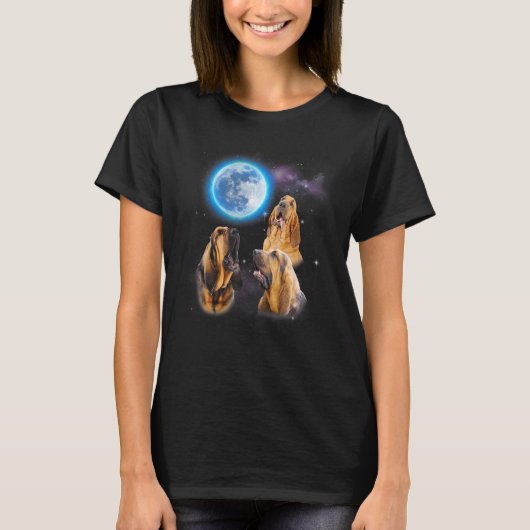 Three Bloodhound Howling At Moon   Dog  Costume T-Shirt (Vorderseite)