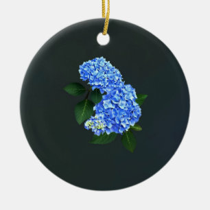 Three Blue Hydrangea Keramik Ornament
