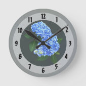 Three Blue Hydrangea Runde Wanduhr (Vorderseite)