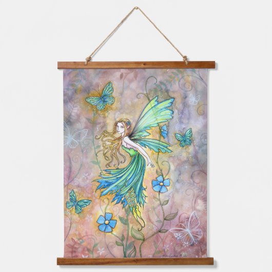 Three Blume Fairies von Molly Harrison Wandteppich Mit Holzrahmen (Vorderseite 2)