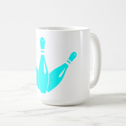 Three Bowling Pins Aqua Blue Kaffeetasse (VorderseiteRechts)