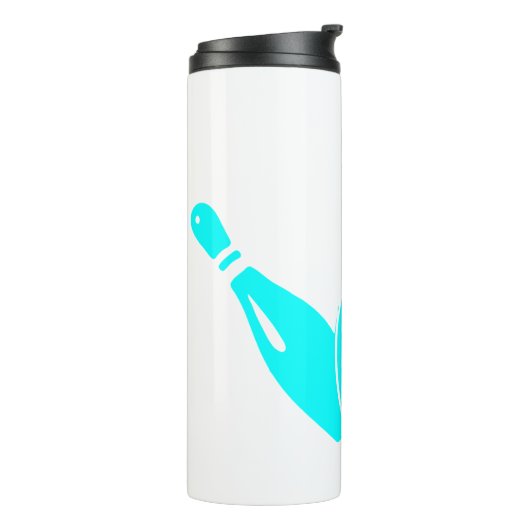 Three Bowling Pins Aqua Blue Thermosbecher (Nach links gedreht)