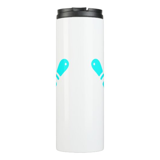 Three Bowling Pins Aqua Blue Thermosbecher (Rückseite)