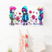 Three Boys Colorful Art Party Signers & Banners Banner (Insitu)