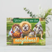 Three Bulldogs in Costumes Einladung (Stehend Vorderseite)