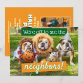 Three Bulldogs in Costumes Einladung (Vorne/Hinten)