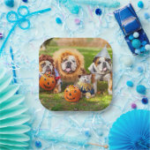 Three Bulldogs in Costumes Pappteller (Party)