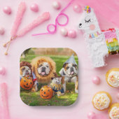 Three Bulldogs in Costumes Pappteller (Party)