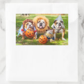 Three Bulldogs in Costumes Rechteckiger Aufkleber (Tasche)