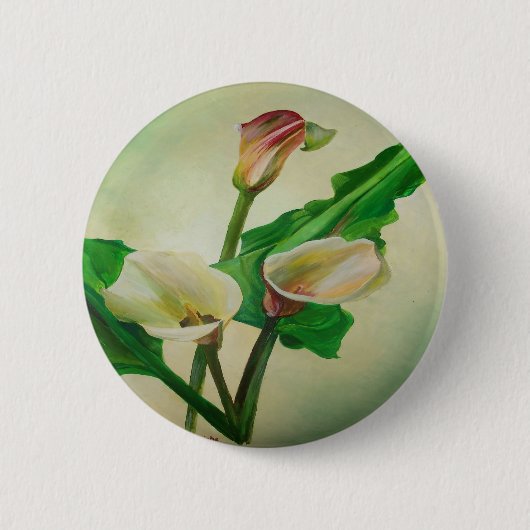 Three Calla Lilies Atemberaubend Botanical Acrylic Button (Vorderseite)
