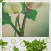 Three Calla Lilies Atemberaubend Botanical Acrylic Geschirrtuch (Gefaltet)