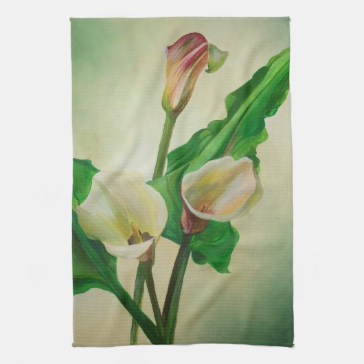 Three Calla Lilies Atemberaubend Botanical Acrylic Geschirrtuch (Vertikal)